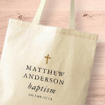 Einfache moderne Elegant Cross Baby Taufe Tragetasche<br><div class="desc">Design besteht aus einfachen Typografie mit Sans Serif und Serif Schriftart.</div>