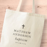 Einfache moderne Elegant Cross Baby Taufe Tragetasche<br><div class="desc">Design besteht aus einfachen Typografie mit Sans Serif und Serif Schriftart.</div>