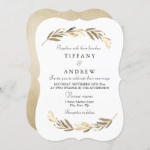 Einfache moderne Elegant Gold Leaf Hochzeit