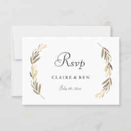 Einfache moderne Elegant Gold Leaf Wedding RSVP