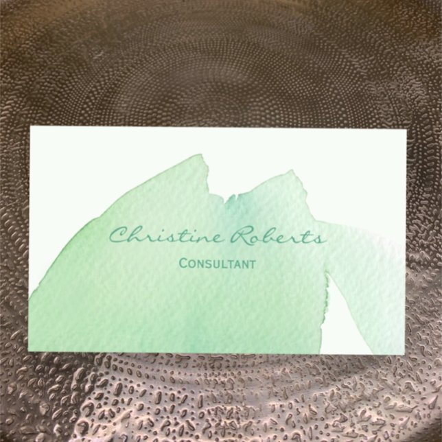 Einfache moderne Elegant Green Blue Watercolor Visitenkarte (Personalize this fresh light green blue teal original watercolor business card. Modern stylish)