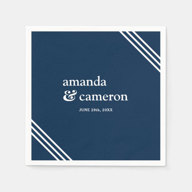 Einfache moderne Elegant Navy Blue Wedding Serviette (Vorderseite)