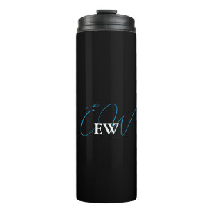 Einfache Moderne Elegant Schwarz/Weiß Mit Monogram Thermosbecher