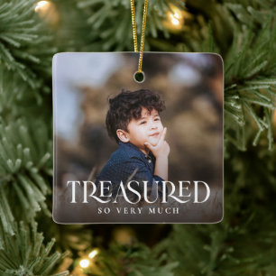 Einfache Moderne Elegante 2 Foto Weihnachten Keramikornament