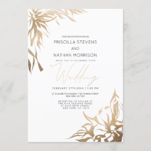 Einfache moderne Elegante Abstrakte Flora Hochzeit Einladung
