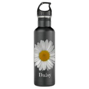 Einfache moderne elegante Daisy-Blume mit Namen Edelstahlflasche