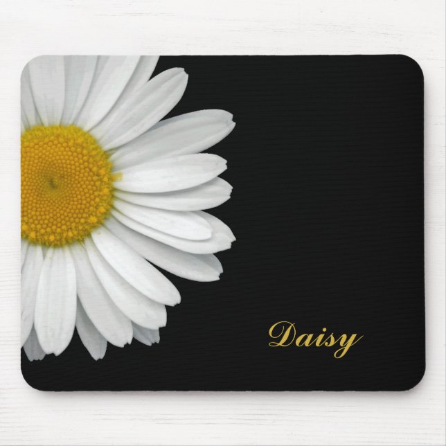 Einfache moderne elegante Daisy-Blume mit Namen Mousepad (Vorne)