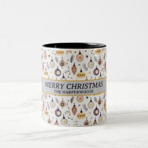 Einfache moderne Elegante dekorative Weihnachtsfam Zweifarbige Tasse