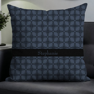 Einfache moderne, elegante Floral Monogram Blue Gr Kissen