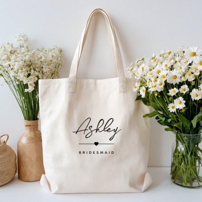 Einfache moderne Elegante Name der Bridesmaid Tragetasche (simple elegant personalized bridesmaid totebag)