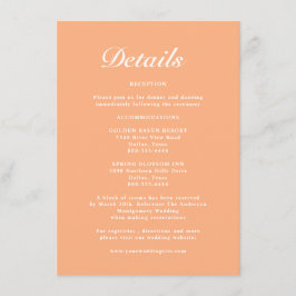 Einfache moderne Elegante Pastel Peach Hochzeit De Begleitkarte