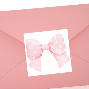 Einfache moderne Elegante Rosa Bow Quadratischer Aufkleber