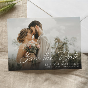 Einfache moderne elegante Skript Hochzeit Save The Date