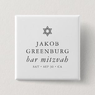 Einfache Moderne Elegante Star von David Bar Mitzv Button