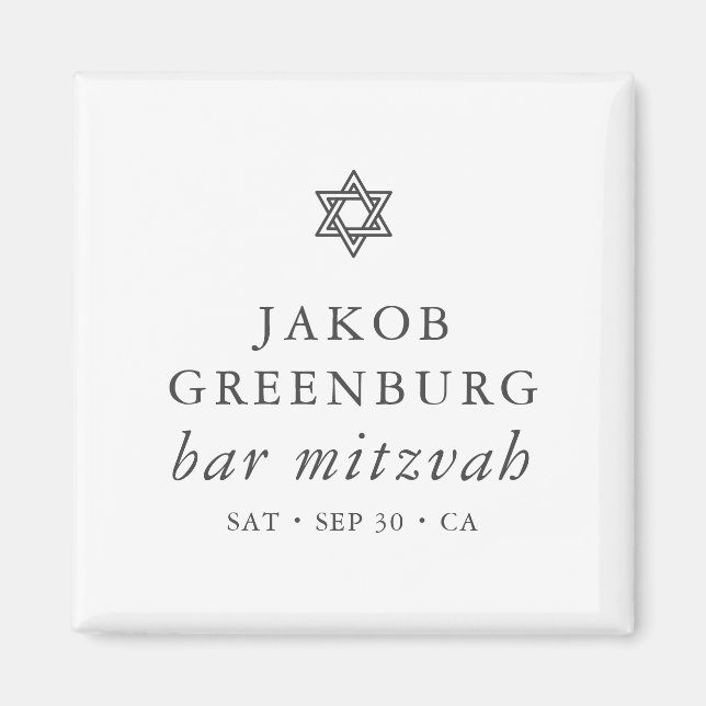 Einfache Moderne Elegante Star von David Bar Mitzv Magnet (Vorne)