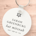 Einfache Moderne Elegante Stern von David Bat Mitz Schlüsselanhänger<br><div class="desc">Design besteht aus Sans Serif Typografie und spielerischer,  kursiver Schrift Typografie auf einem einfachen Hintergrund. Abrufbar unter: http://www.zazzle.com/store/selectpartysupplies</div>