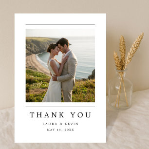 Einfache moderne elegante Strandhochzeit Foto Dankeskarte
