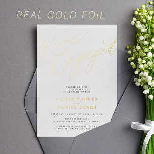 Einfache moderne elegante Verlobungsfeier Gold Folieneinladung