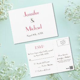 Einfache moderne, elegante White Wedding Response Postkarte