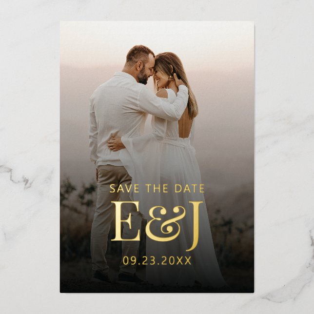 Einfache moderne Eleganz Save the Date Hochzeit Folieneinladung (Vorderseite)