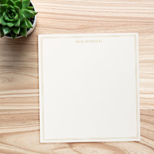 Einfache, moderne Elfenbeingold-Monogramm Notizblock