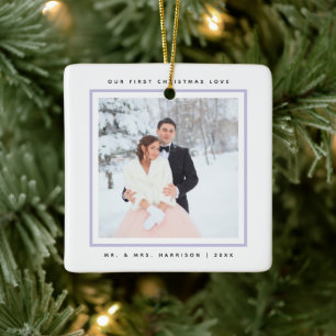 Einfache Moderne Erste Weihnachten Mr. und Mrs. 2  Keramikornament