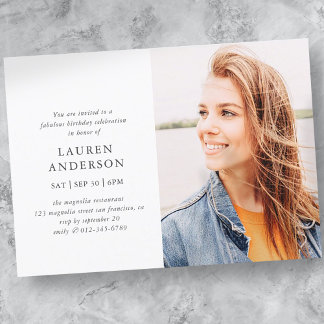 Einfache moderne Fab Chic Foto Geburtstagsfeier Einladung
