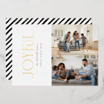 Einfache moderne Familie 2 Foto Weihnachten Gold Folien Feiertagskarte<br><div class="desc">Lass dieses Jahr gimmicky Urlaubskarten und entscheide dich für etwas Sinnvolleres und Erinnerlicheres, um deinen stilvollen Geist dieser Feriensaison widerzuspiegeln. Die schwarz-weiße Foto-Urlaubskarte im nüchternen, minimalistischen Stil zeichnet sich durch ihre kühne und wunderschöne moderne Typografie in Goldfolie aus, die sicher im Auge Ihres Empfängers zeichne. Diese Karte ist im angesagten...</div>