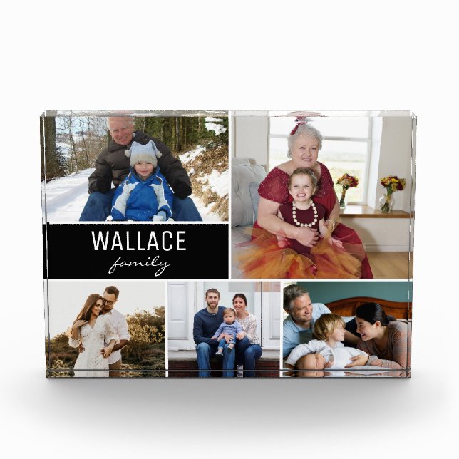 Einfache moderne Familienname FotoCollage Fotoblock (Vorderseite)