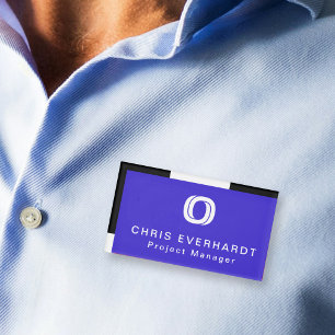 Einfache moderne Farbblöcke Blau Weiß und Schwarz Namenschild