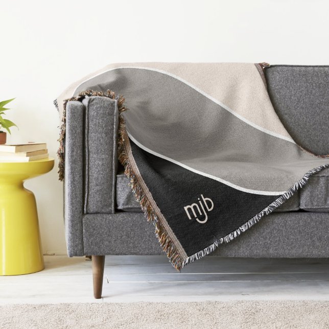 Einfache moderne Farbblockstreifen mit Monogramm Decke (Von Creator hochgeladen)