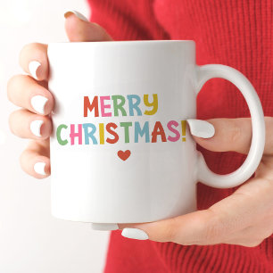 Einfache moderne Farben frohe Weihnachten Zweifarbige Tasse