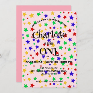 Einfache, moderne, farbenfrohe Star zum Geburtstag Save The Date