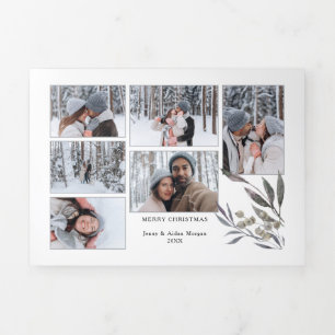 Einfache moderne Ferienanlage Watercolor Grüne 6-F Dreifach Gefaltete Urlaubskarte