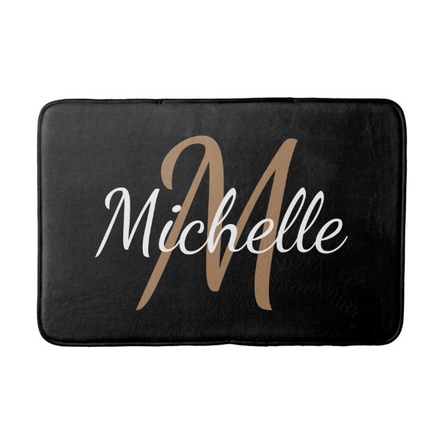 Einfache moderne Fett-Typografie und Name Monogram Badematte (Vorderseite)