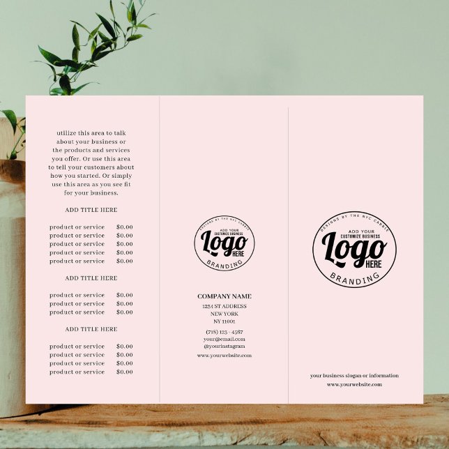 Einfache moderne Firmenlogos Pink-Trifold-Broschür (business brochure)