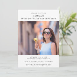 Einfache Moderne Foto 50. Geburtstagsparty Einladu Einladung