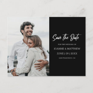 Einfache, moderne Foto Black Wedding rettet das Da Postkarte