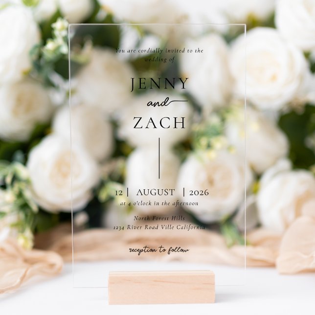 Einfache moderne Foto-Hochzeit Acryleinladungen (Von Creator hochgeladen)