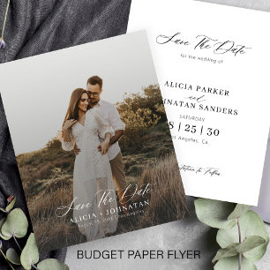 Einfache moderne Foto-Hochzeit Budget Save-the-Dat Flyer