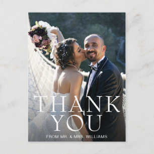 Einfache moderne Foto-Hochzeit Danke Postkarte