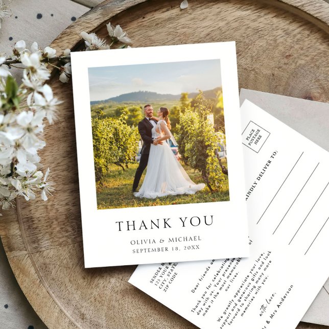 Einfache moderne Foto-Hochzeit Danke Postkarte (Von Creator hochgeladen)