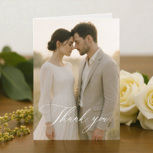 Einfache moderne Foto-Hochzeit-Dankeschön-Schrift Dankeskarte