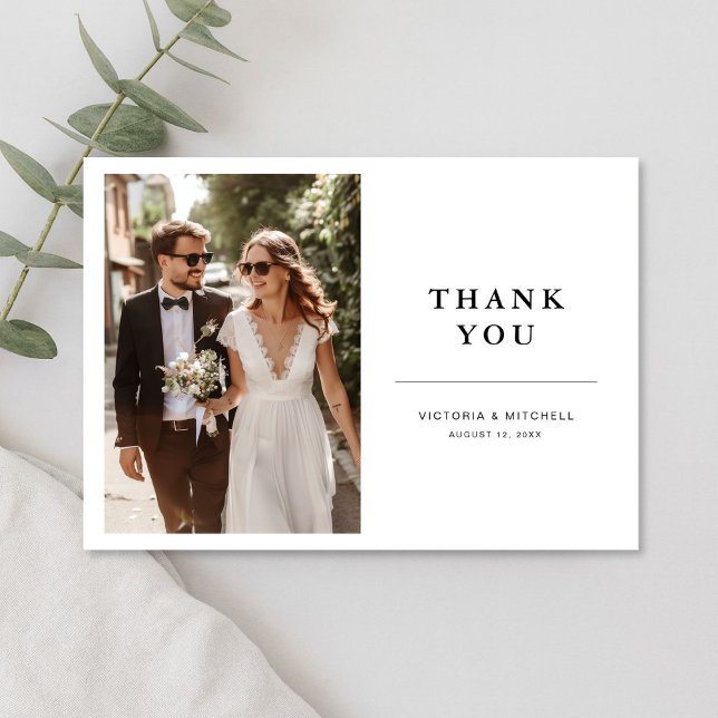 Einfache moderne Foto-Hochzeit  Dankeskarte (Von Creator hochgeladen)