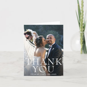 Einfache moderne Foto-Hochzeit Dankeskarte