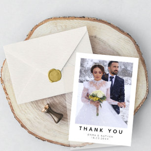 Einfache moderne Foto-Hochzeit-Dankeskarten mit No Dankeskarte