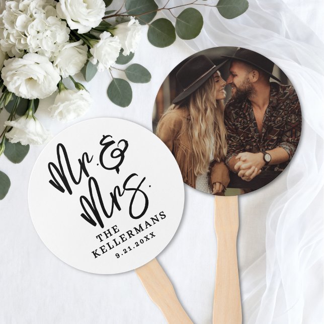 Einfache moderne Foto-Hochzeit Fächer (Simple Modern Photo Wedding Hand Fan)
