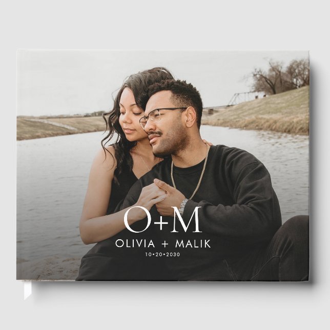 Einfache moderne Foto Hochzeit Gästebuch (Vorderseite)