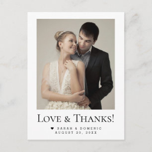 Einfache moderne Foto-Hochzeit Liebe & Dank indivi Postkarte