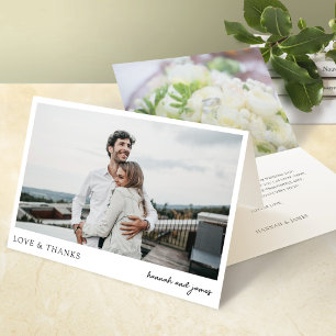 Einfache moderne Foto-Liebe und Dank Hochzeit Dankeskarte